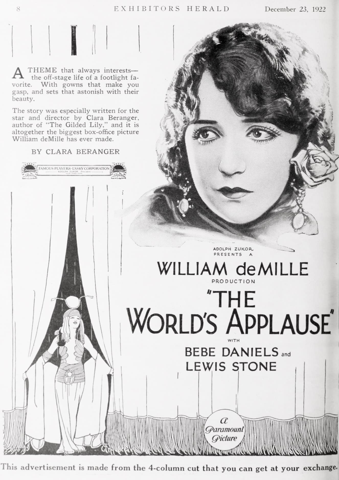 The World's Applause (1923) film backdrop
