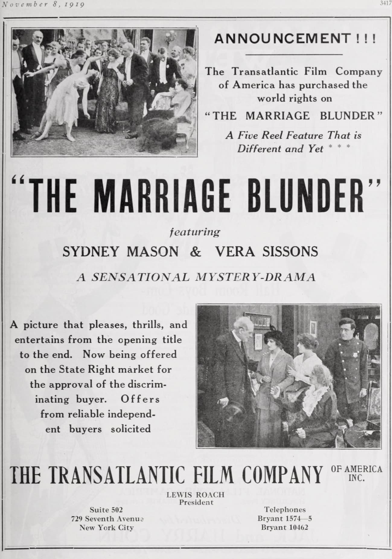 The Marriage Blunder (1920) film backdrop