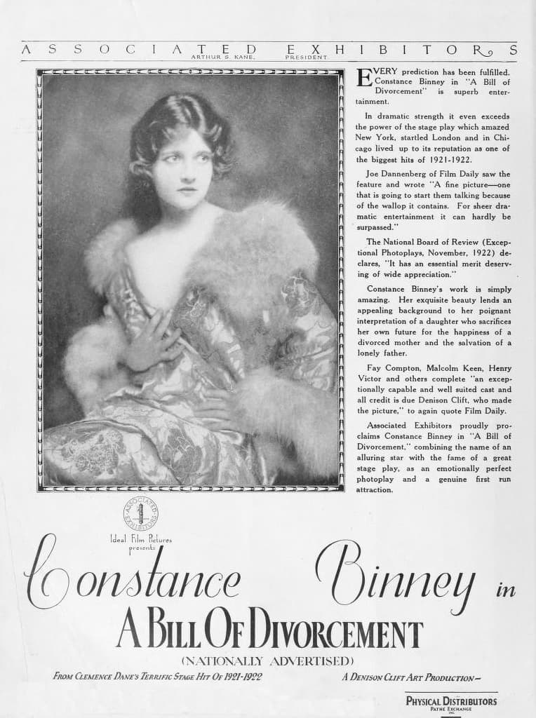 A Bill of Divorcement (1922) film backdrop