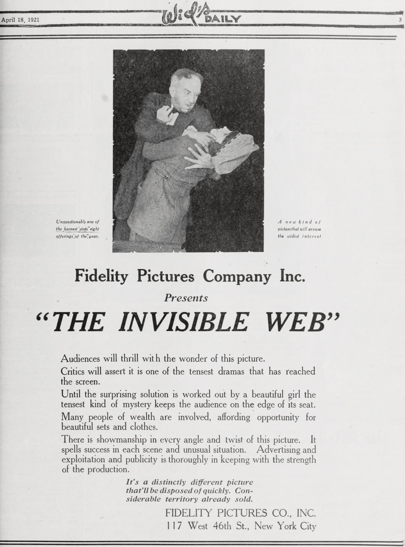 The Invisible Web (1921) film backdrop